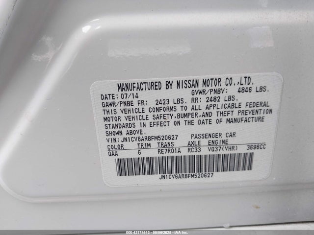 JN1CV6AR8FM520627 Infiniti Q40