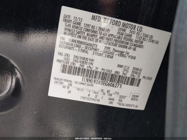1LNHL9DK0EG606273 Lincoln MKS
