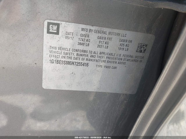 1G1BE5SM6H7255416 Chevrolet Cruze Lt Auto