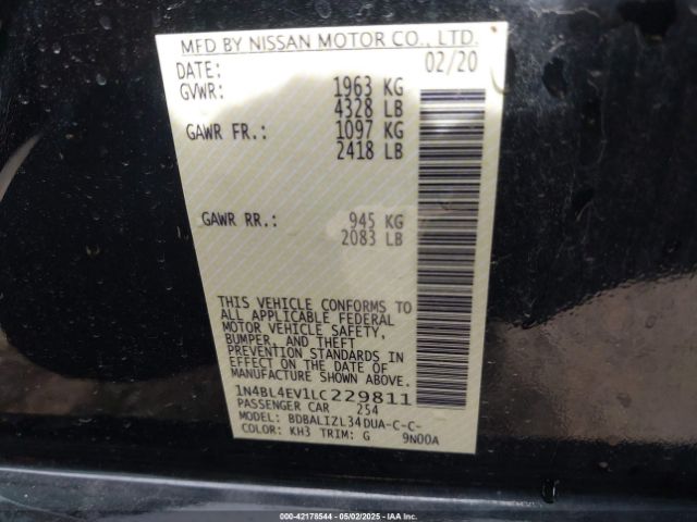 1N4BL4EV1LC229811 Nissan Altima Sl Fwd