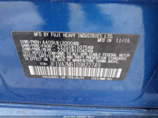 2016 SUBARU WRX STI JF1VA2M61G9822749 Photo 8