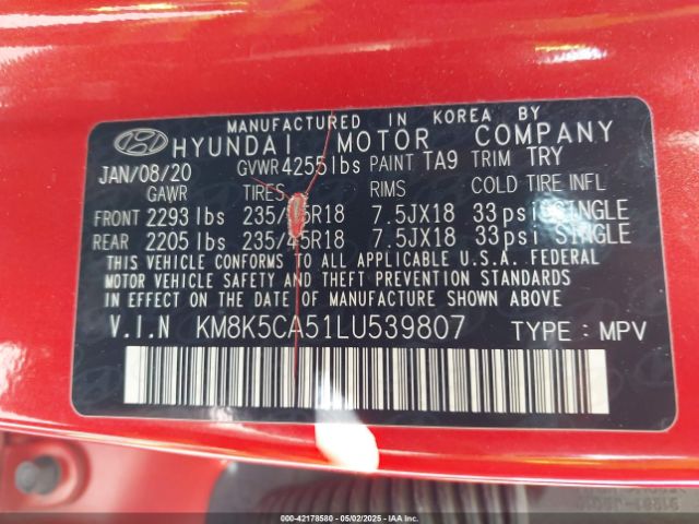 KM8K5CA51LU539807 Hyundai Kona Ultimate