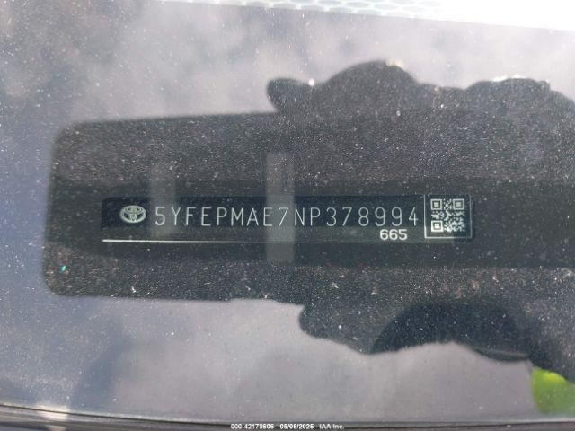 5YFEPMAE7NP378994 Toyota COROLLA LE