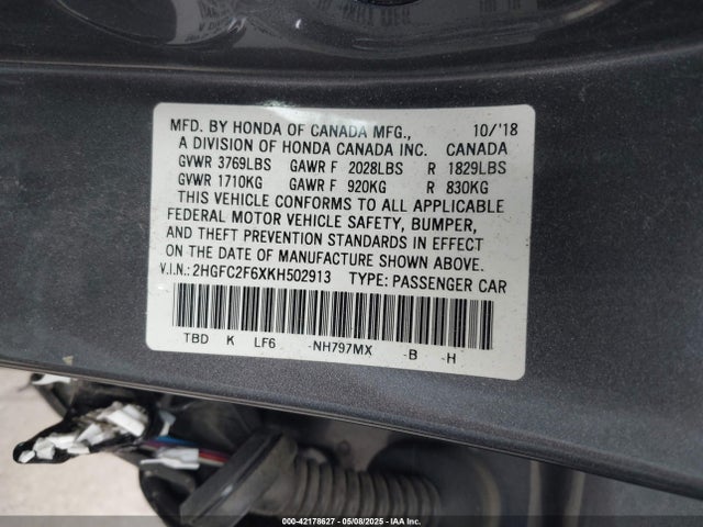 Honda Civic Lx 2019 2HGFC2F6XKH502913 Image 9