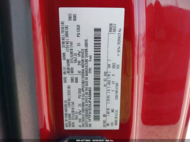 2018 FORD F-150 1FTFX1E53JFA58683 Photo 8