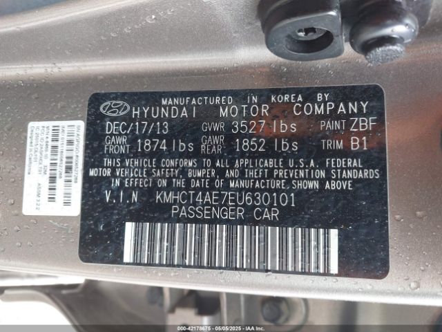KMHCT4AE7EU630101 Hyundai ACCENT GLS