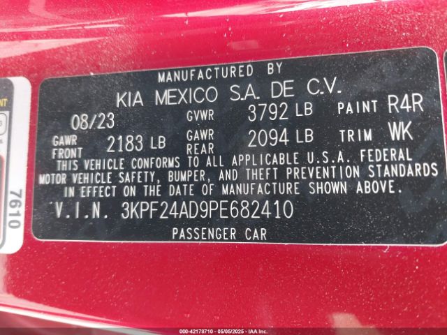 3KPF24AD9PE682410 KIA Forte Lxs