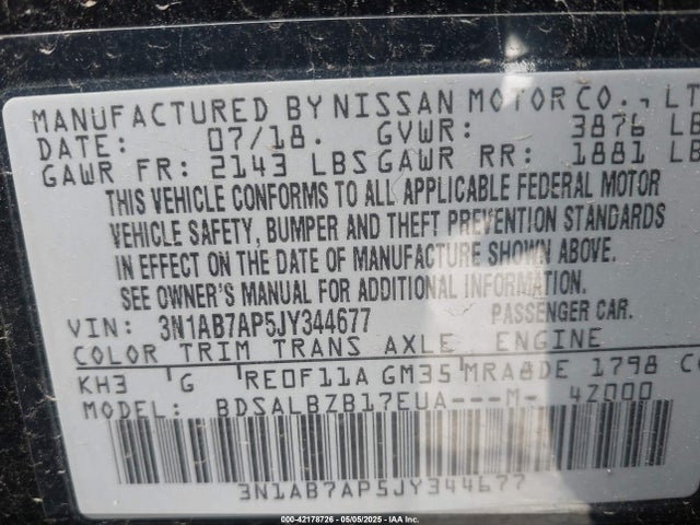 3N1AB7AP5JY344677 Nissan SENTRA S
