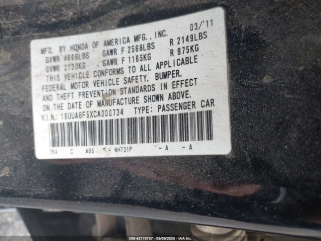 2012 ACURA TL 19UUA8F5XCA000734 Photo 8