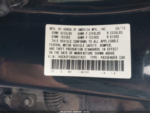 1HGCR2F3XGA001923 Honda ACCORD LX