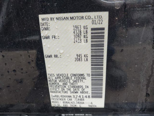 2022 NISSAN ALTIMA 1N4BL4DVXNN324148 Photo 8