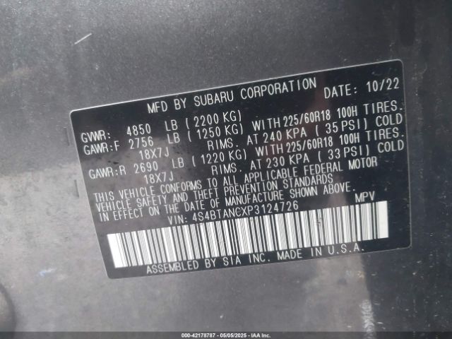 2023 SUBARU OUTBACK 4S4BTANCXP3124726 Photo 8