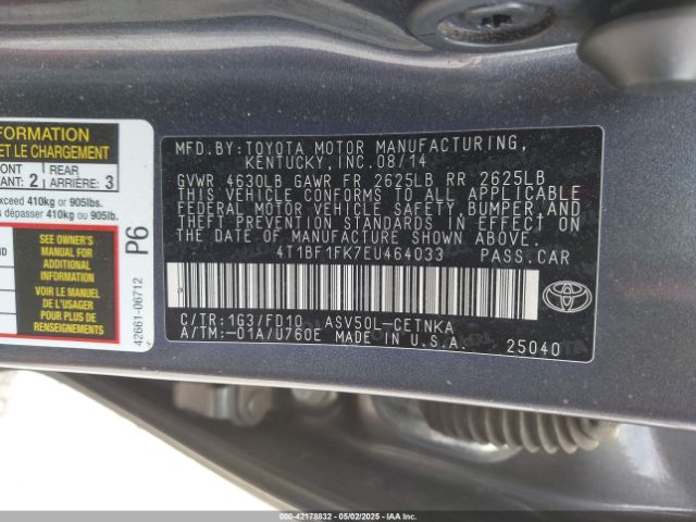4T1BF1FK7EU464033 Toyota CAMRY LE