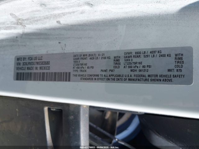 2021 RAM PROMASTER 2500 3C6LRVDG7ME583680 Photo 8