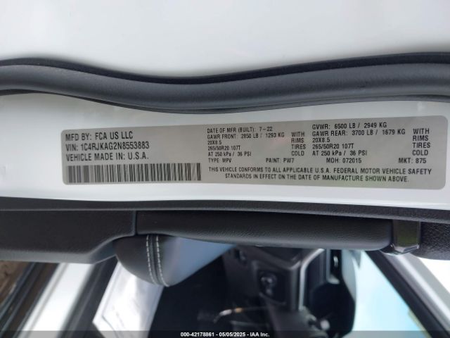 2022 JEEP GRAND CHEROKEE L 1C4RJKAG2N8553883 Photo 8