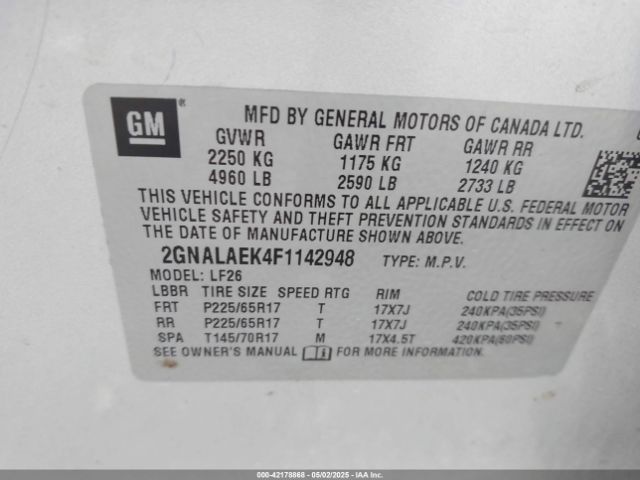 2GNALAEK4F1142948 Chevrolet EQUINOX LS