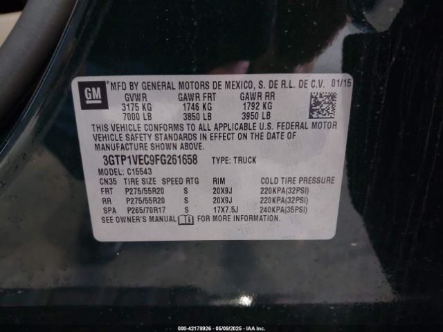 3GTP1VEC9FG261658 GMC Sierra 1500 Slt