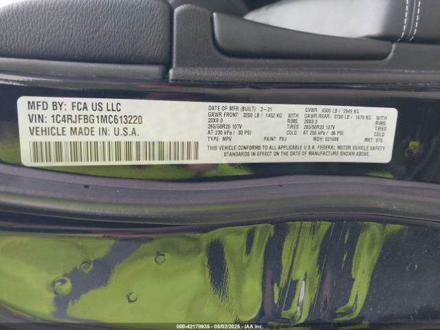 2021 JEEP GRAND CHEROKEE 1C4RJFBG1MC613220 Photo 8