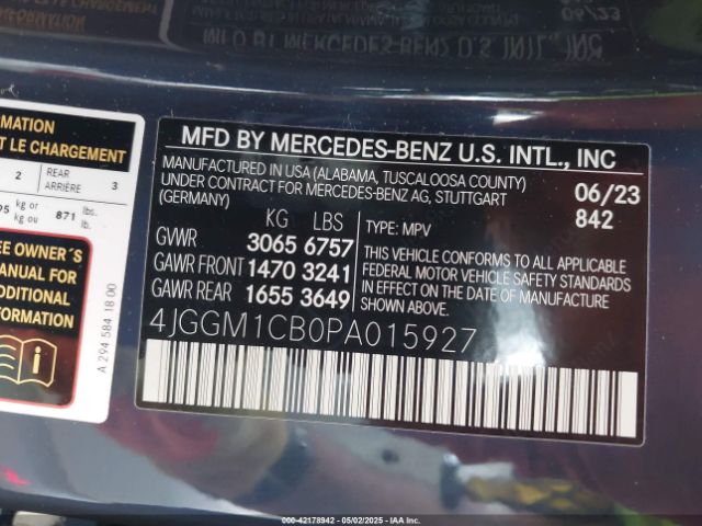 4JGGM1CB0PA015927 Mercedes-Benz ed