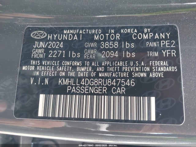 KMHLL4DG8RU847546 Hyundai ELANTRA SE