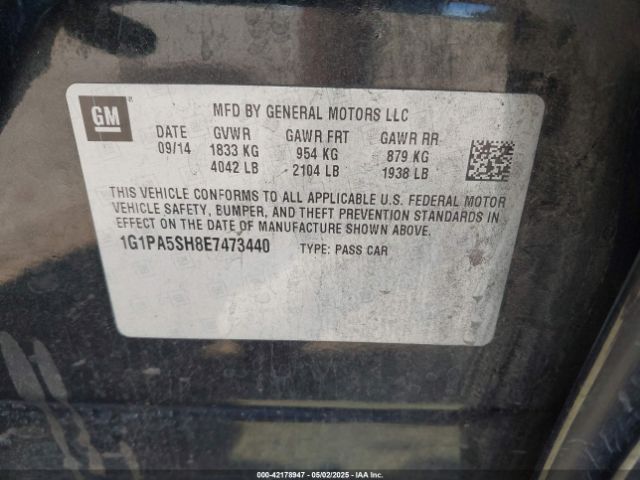 1G1PA5SH8E7473440 Chevrolet Cruze Ls Auto