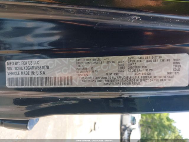 2021 JEEP WRANGLER UNLIMITED 1C4HJXDG4MW581070 Photo 8