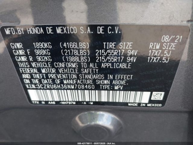 2022 HONDA HR-V 3CZRU6H36NM708460 Photo 8