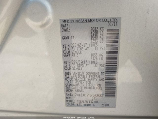 5N1AT2MT8JC755002 Nissan 2018