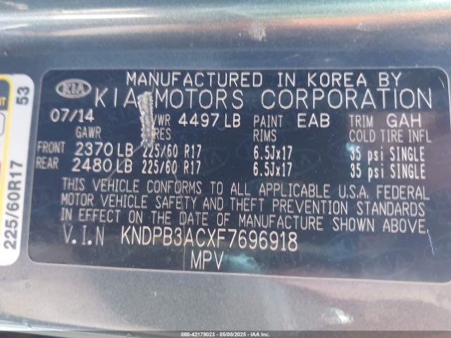 KNDPB3ACXF7696918 KIA Sportage Lx