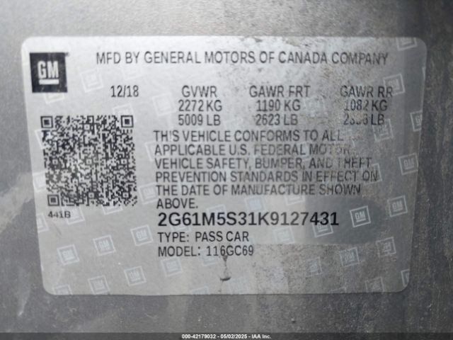 2019 CADILLAC XTS 2G61M5S31K9127431 Photo 8