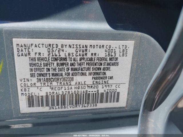 3N1AB8CV0RY362338 Nissan Sentra Sv Xtronic Cvt