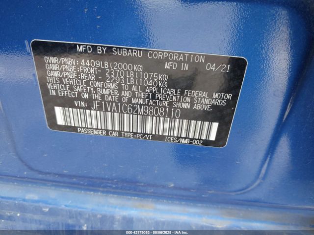 2021 SUBARU WRX JF1VA1C62M9808110 Photo 8