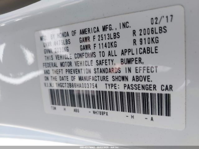 1HGCT2B86HA003754 Honda Accord Ex-l V6