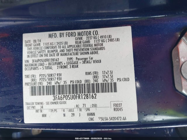 Ford Fusion Energi Titanium 2015 3FA6P0SU0FR128162 Image 9