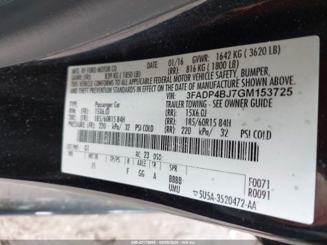 3FADP4BJ7GM153725 Ford FIESTA SE