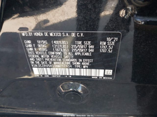2022 HONDA HR-V 3CZRU5H33NM717434 Photo 8