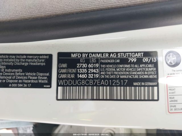WDDUG8CB7EA012517 Mercedes-Benz S 550