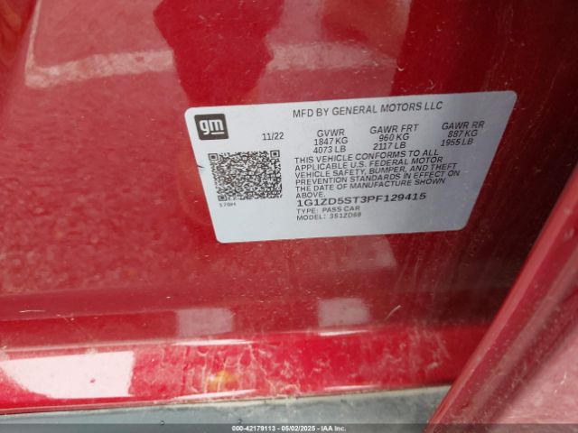 1G1ZD5ST3PF129415 Chevrolet Malibu Fwd 1lt