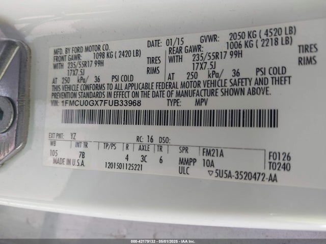 1FMCU0GX7FUB33968 Ford ESCAPE SE
