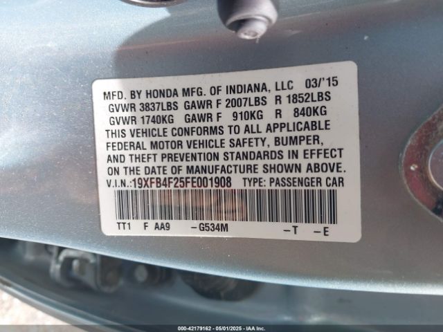19XFB4F25FE001908 Honda CIVIC HYBRID
