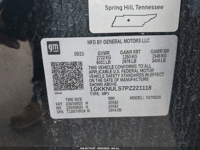 1GKKNULS7PZ221118 GMC lgx