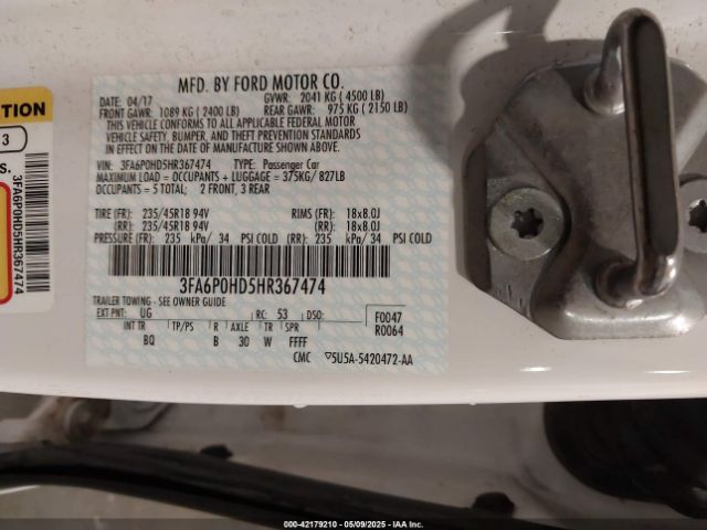 3FA6P0HD5HR367474 Ford FUSION SE