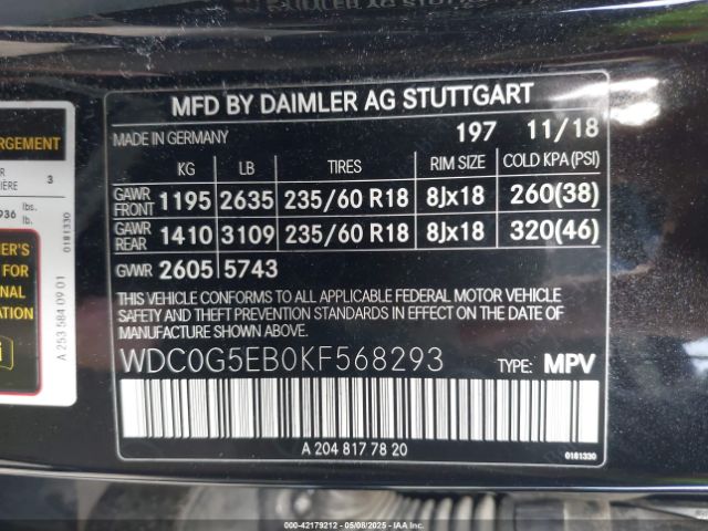 WDC0G5EB0KF568293 Mercedes-Benz Glc 350e 4matic