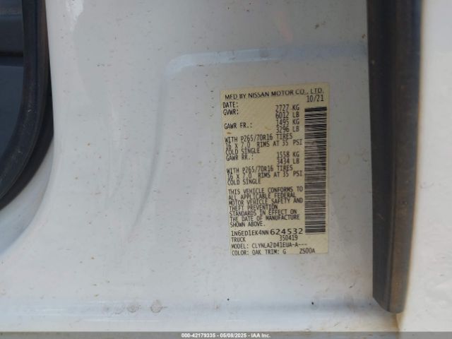 2022 NISSAN FRONTIER 1N6ED1EK4NN624532 Photo 8