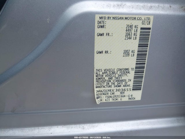 1N4AZ1CP8JC303655 Nissan Leaf Sl