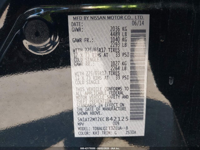 Nissan ROGUE SV 2014 5N1AT2MT2EC842125 Image 9