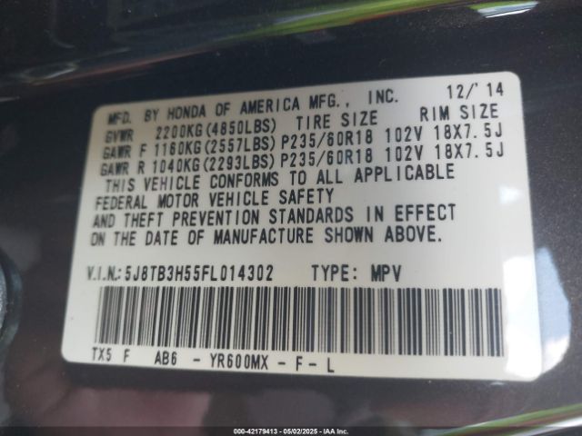 2015 ACURA RDX 5J8TB3H55FL014302 Photo 8