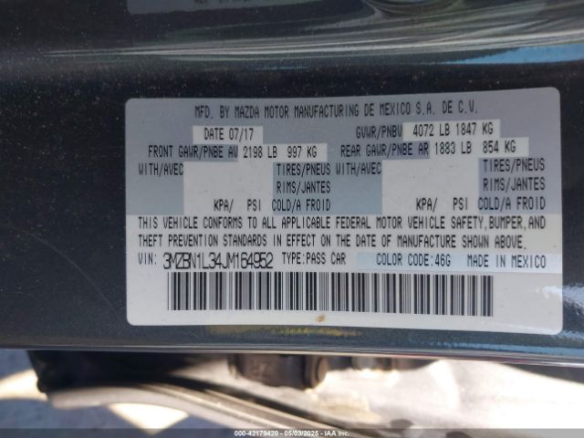 3MZBN1L34JM164952 Mazda Mazda3 Touring