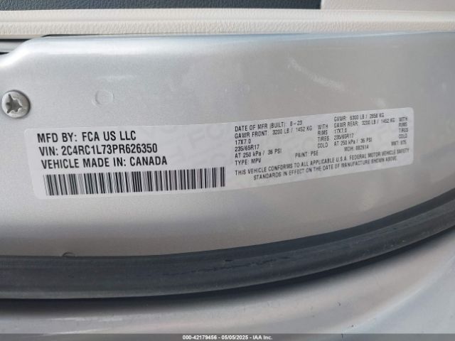 2C4RC1L73PR626350 Chrysler Pacifica Hybrid Touring L