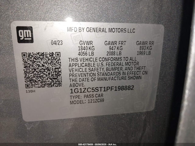 1G1ZC5ST1PF198882 Chevrolet lfv